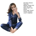 thumbnail image 5 of Women Two-piece Pajama Set Women's Long Sleeve Pyjama Set with Button Top Elastic Waist Trousers Skin-friendly Imitation Silk Loungewear for Home, 5 of 5