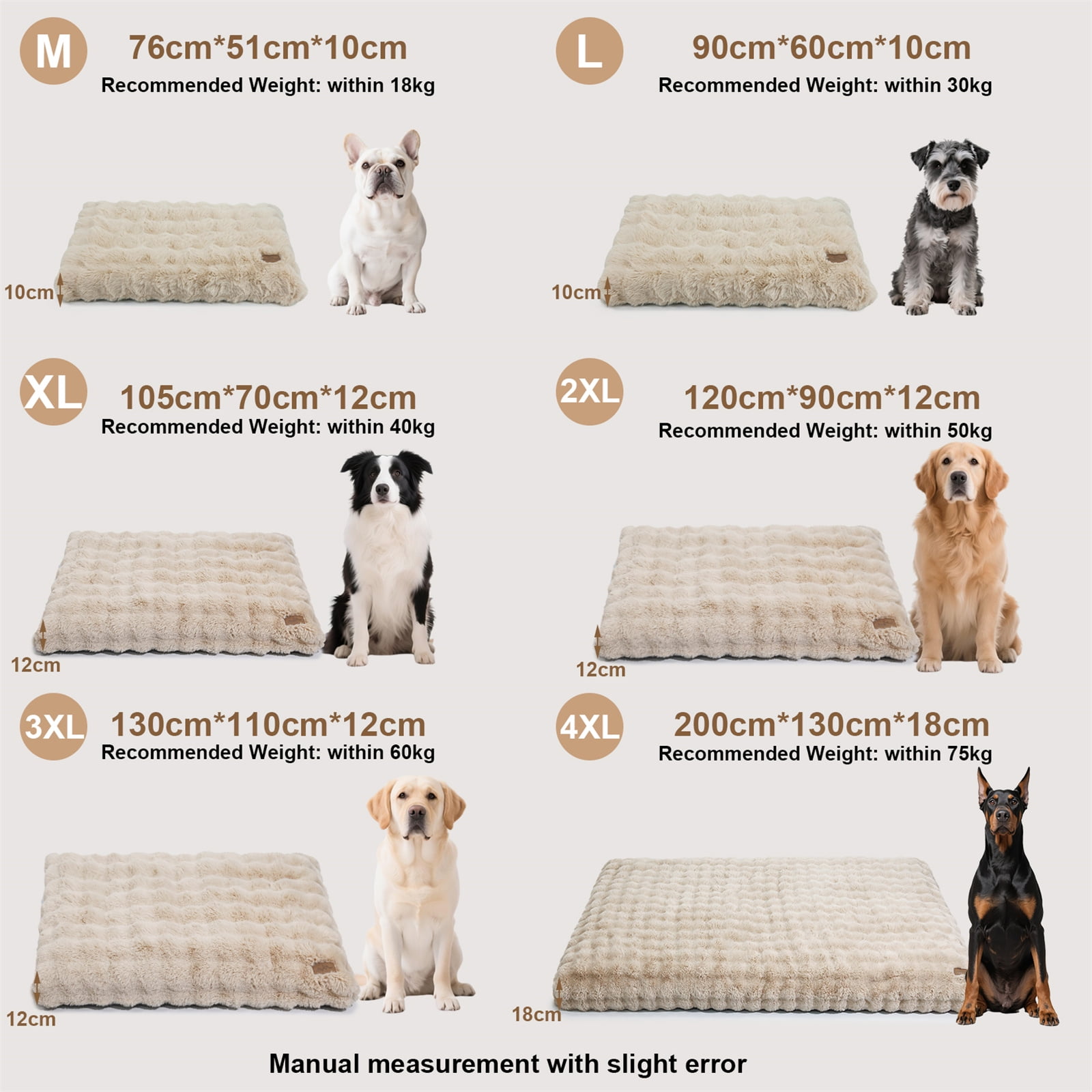 BingoPaw XXL Dog Bed Washable Calming Pet Crate Mattress with Removable Cover Waterproof