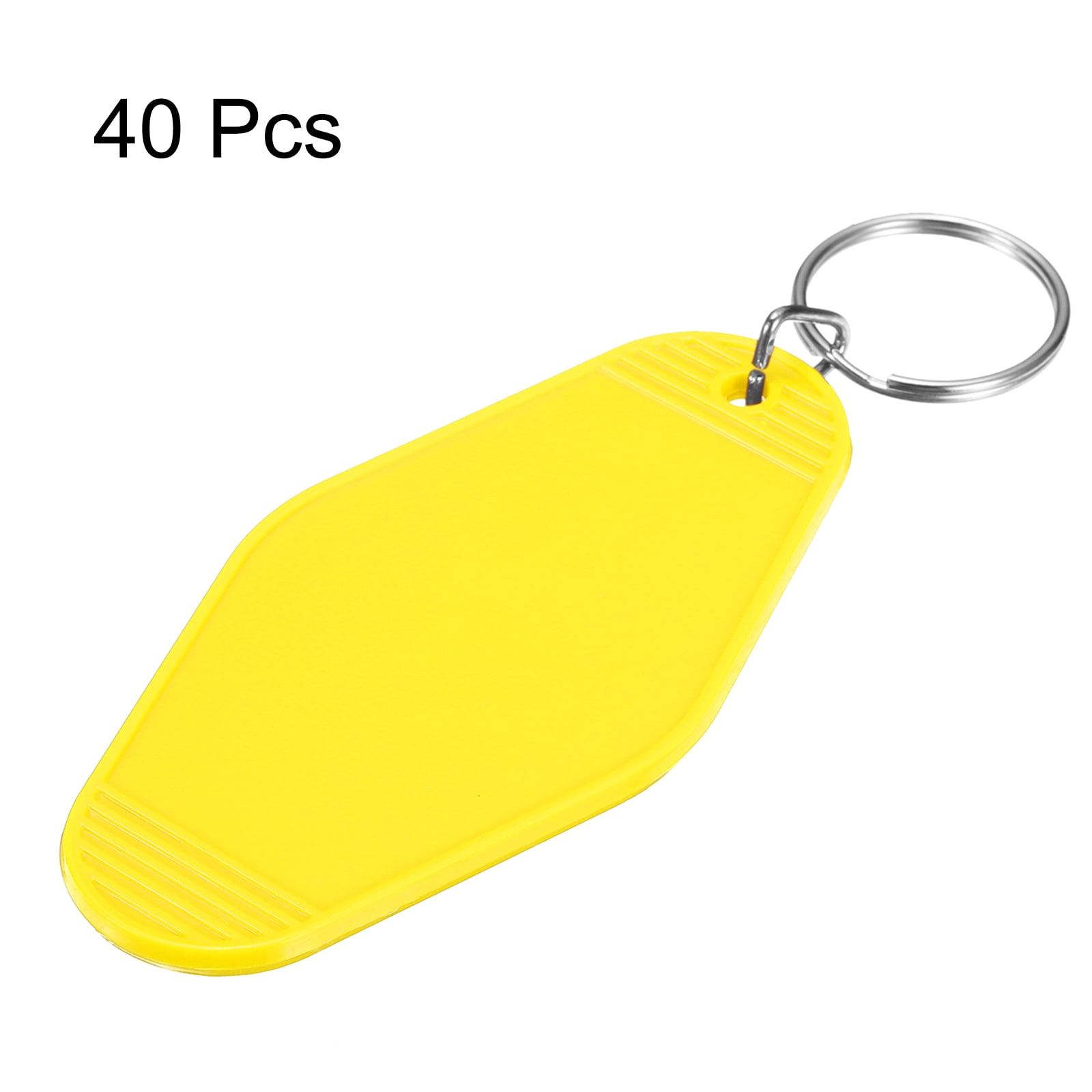 Uxcell 40Pcs Hotel Keychains Blank, Vintage Plastic Rhombus Motel Keychains Hotel Key Tags Key Rings, Yellow