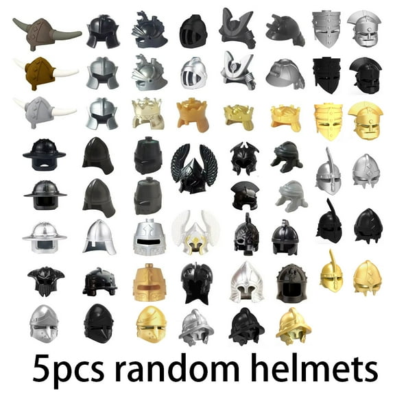 Medieval Knight, Roman Warrior, Viking, Pirate Helmets & Bullhorn Hats for Building Blocks Action Figures – Castle Knights Collection for Kids Toy Play Set