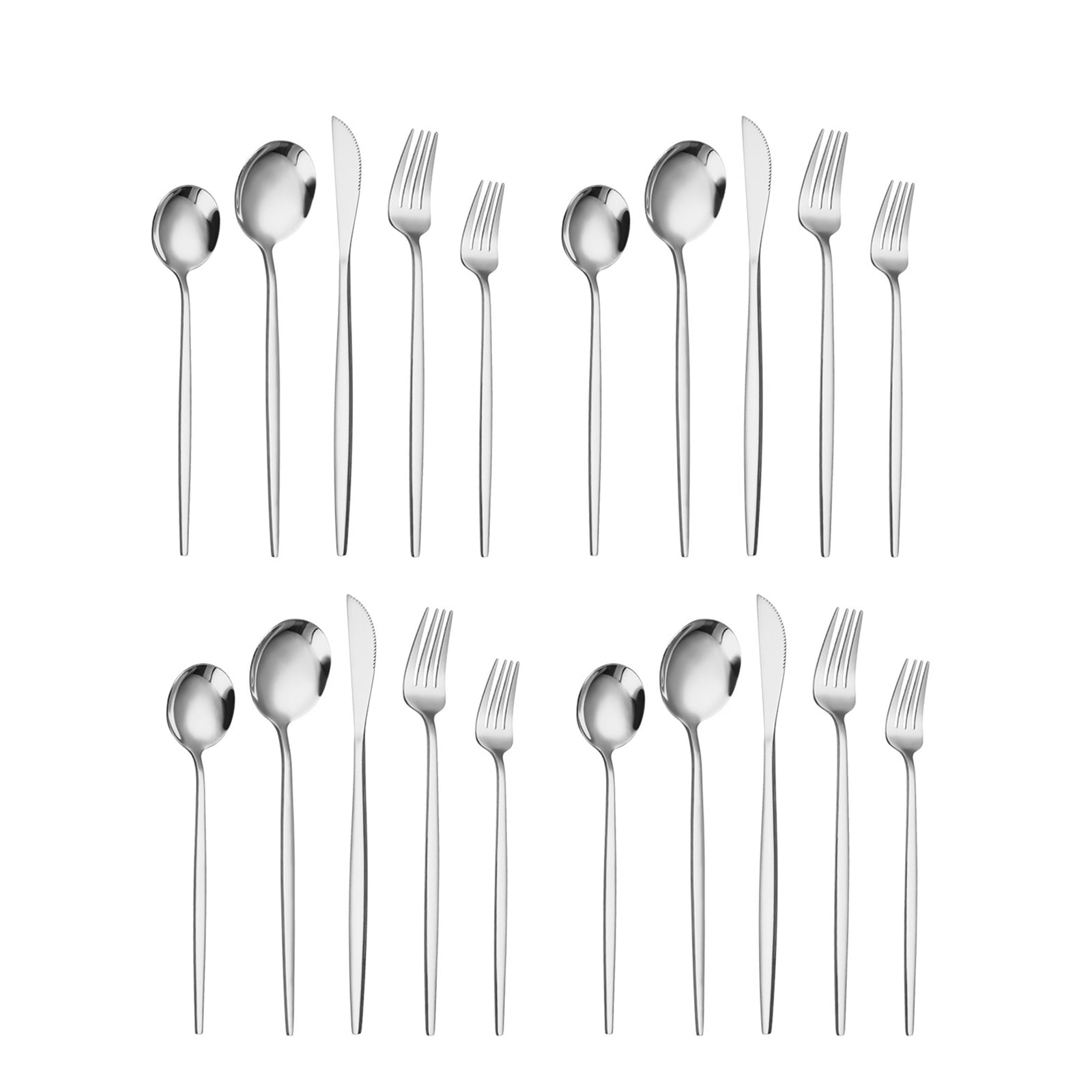 Holocky 20pcs Silverware Set for 4 Silver Cutlery Set Stainless Steel