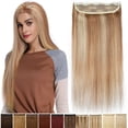thumbnail image 2 of Benehair Clip In 100% Remy Real Hair Extensions Thick One Piece Hair Weft 3/4 Full Head Straight Highlight Blonde, 2 of 11