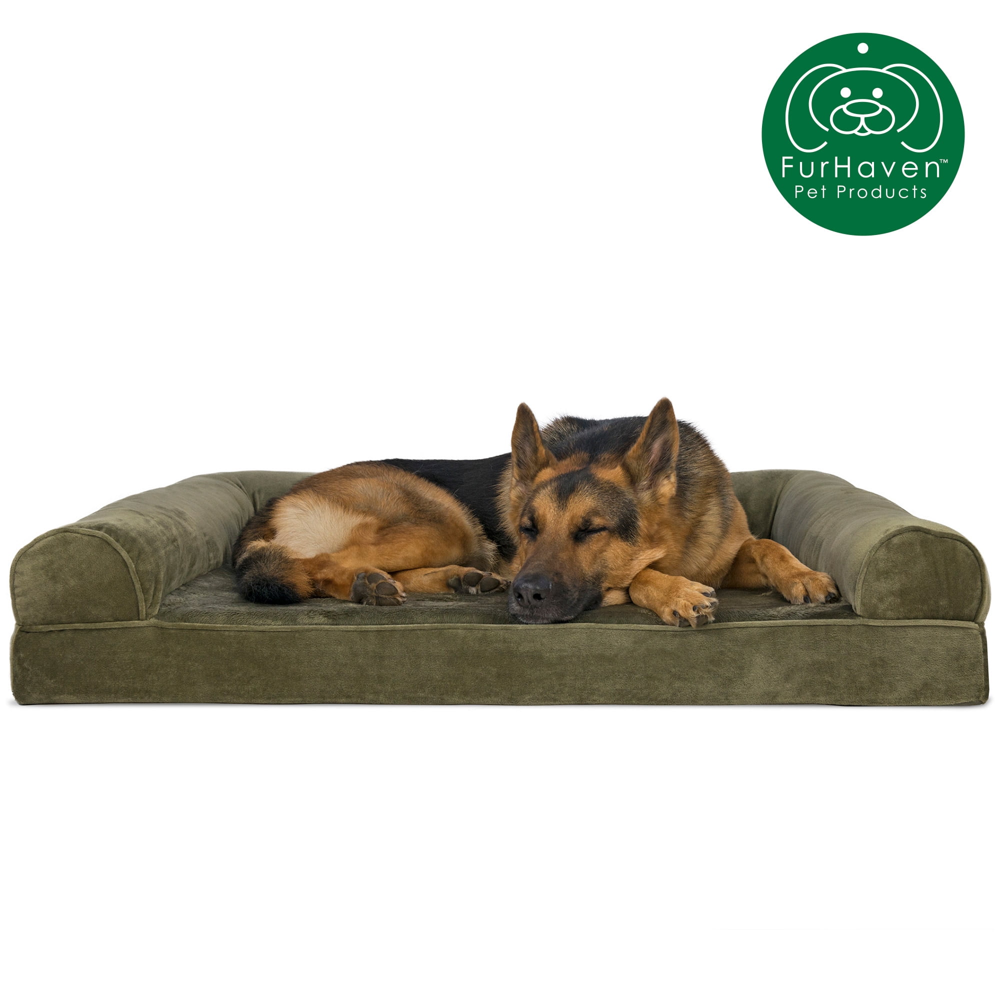 FurHaven Pet Products Orthopedic Faux Fur & Velvet Sofa Pet Bed for