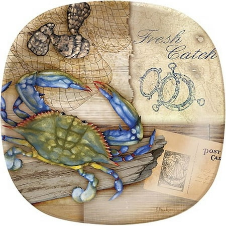 Merritt - Melamine Square Dinner Plate - Fresh Catch Crab - (Best Place To Catch Crabs)
