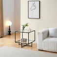 thumbnail image 5 of Glass End Table, Modern Side Coffee Table with 2 Tier Storage, Black Metal Frame for Home, Living Room, Bedroom - KJS-00359, 5 of 5