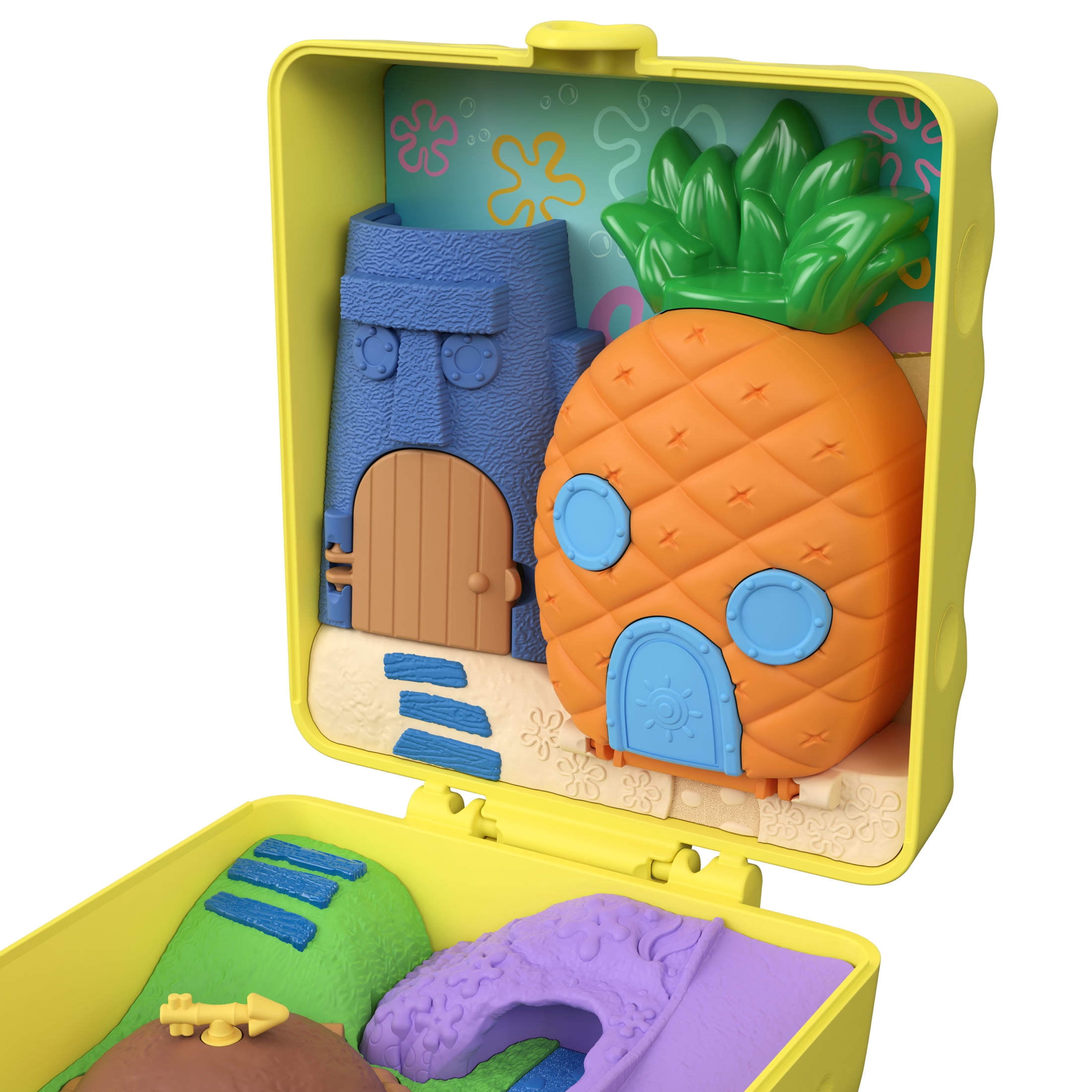 Polly Pocket Micro Dolls and Playset, SpongeBob Partnership Compact with Patrick Doll, 7 Accessories