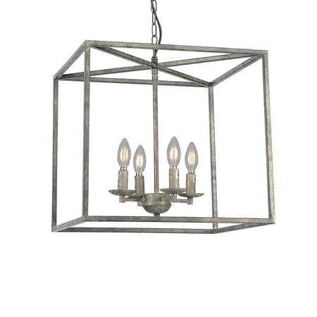 18 Industrial Oil Rubbed Bronze Finish Square Rectangle Metal Iron Cage Chain Hanging Chandelier Ceiling Light 4 Bulbs Lighting Fixture Canada 18 Industrial Oil Rubbed Bronze Finish, Rectangle Chandelier Oil Rubbed Bronze