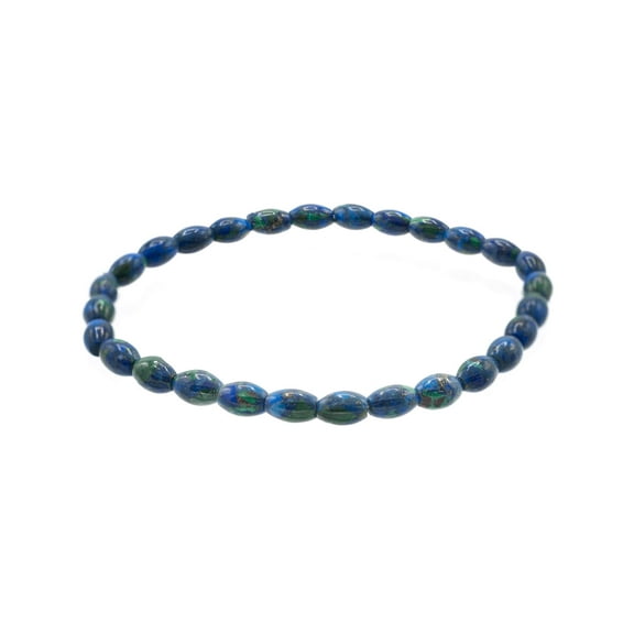 LTC Designs Oval-Shaped Azurite Malachite Stretch Bracelet, 7" for Unisex Adults