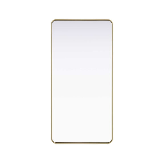 Elegant Decor Contour Metal Rectangle Mirror 30x60 in Brass
