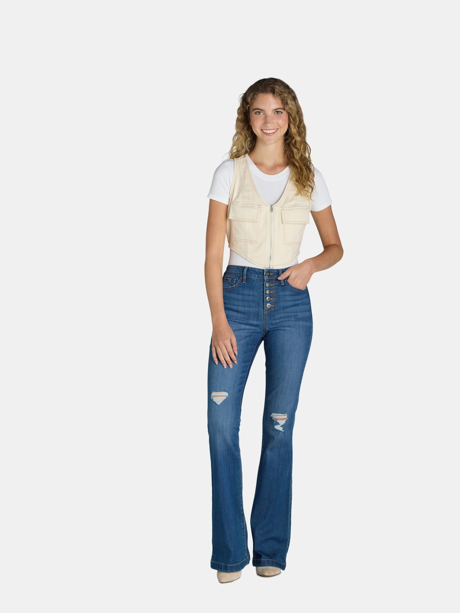 Madden NYC Women's Juniors Denim Vest