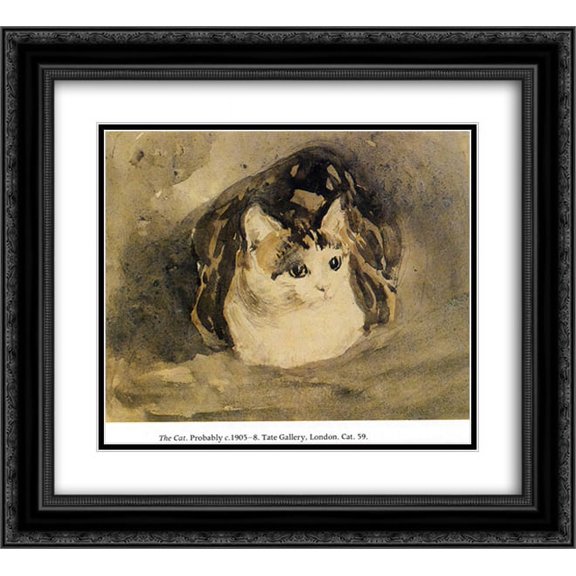 Gwen John 2x Matted 22x20 Black Ornate Framed Art Print 'The Cat'
