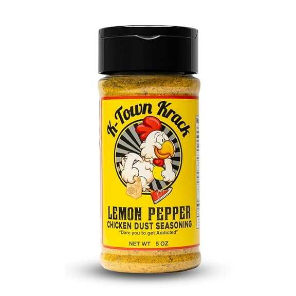 K-Town Krack Lemon Pepper Chicken Dust - BBQ Rub for Chicken, Beef, Pork, Fish - Wing Rubs, Seasoning & Spice Blend, 5oz