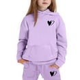 thumbnail image 2 of XEGLSBU School Outfits for Girls 14-16 Child Toddler Boys Girls Long Sleeve Solid Warm Hoodie Pullover Tops Pants Kids Outfits Sweat Suit 1-Purple Size 12-13 Years, 2 of 3
