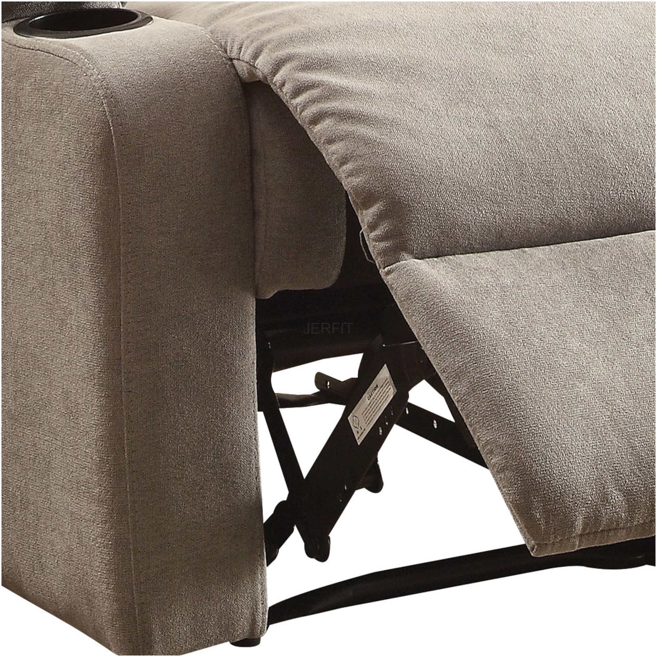 JERFIT Modern Fabric Recliner Chair with Cup Holders, Padded Arms and Memory Foam, Comfortable Living Room Reclining Chair, Grey