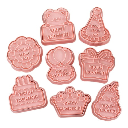 

RUISINERY Pack Of 8 Sturdy Fondant Cookie Molds Birthday Cookie Stamp Set For Fondant Baking Enthusiasts And Pastries Lover
