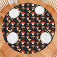 thumbnail image 2 of Red Brown Mushroom Black Pattern Round Fitted Tablecloth with Elastic Edge,Dining Table Cover Waterproof,Outdoor Round Tablecloth for Camping,Dining,Indoor and Outdoor, 2 of 7