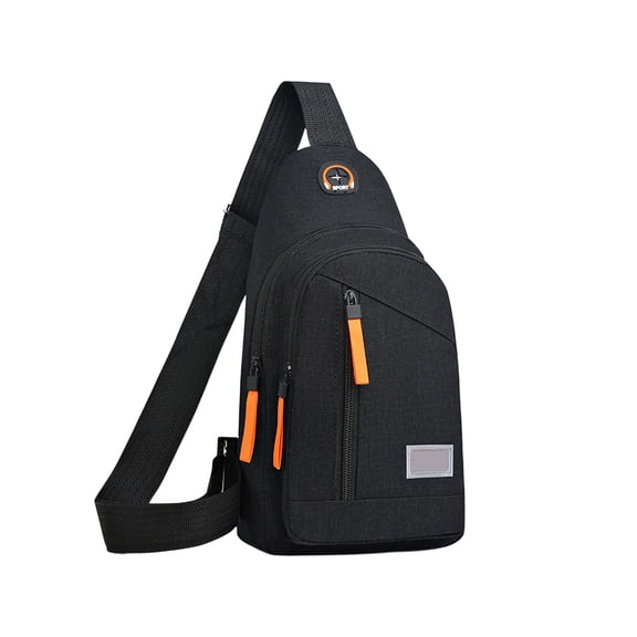 SLYNSHome Mini Crossbody Sling Bag Chest Bag Black Dual Pocket Sports Shoulder Bag for Men Women