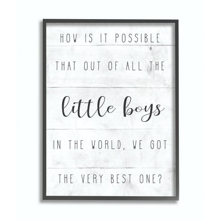 The Kids Room by Stupell Best Little Boy Family Kids Home Inspirational Word Design Framed Wall Art by Daphne