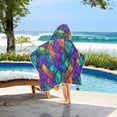 thumbnail image 3 of Yayeee Kids Hooded Towel with Hand Pockets Beach Soft Absorbent Bath Wrap 50 x 23.5 inch, Vibrant Stained Glass Pattern, 3 of 5