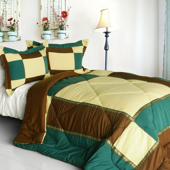 Elegant Art Quilted Patchwork Down Alternative Comforter Set-Twin
