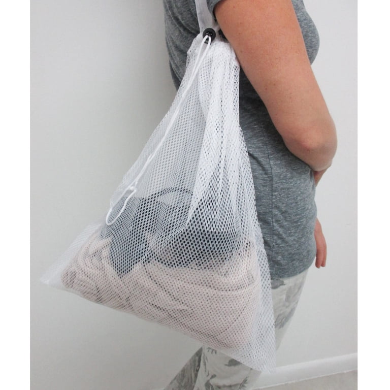 Mesh Tote Net Shopping Beach Gym Sports Bag Drawstring Purse
