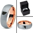 thumbnail image 4 of Tungsten Nevada The Silver State Band Ring 7mm Men Women Comfort Fit 18k Rose Gold Dome Brushed Gray Polished, 4 of 4