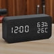 thumbnail image 5 of Reloj despertador LED Mesa de madera Humidómetro Termómetro Control de voz Temporizador de escritorio digital, Madera negra Luz blanca Inevent HA004025-05, 5 of 7