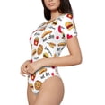 thumbnail image 2 of Naloa Fast Food Women's Short-Sleeved Onesie, One-Piece Swimsuit for Parties, dates, clubs - Small, 2 of 9