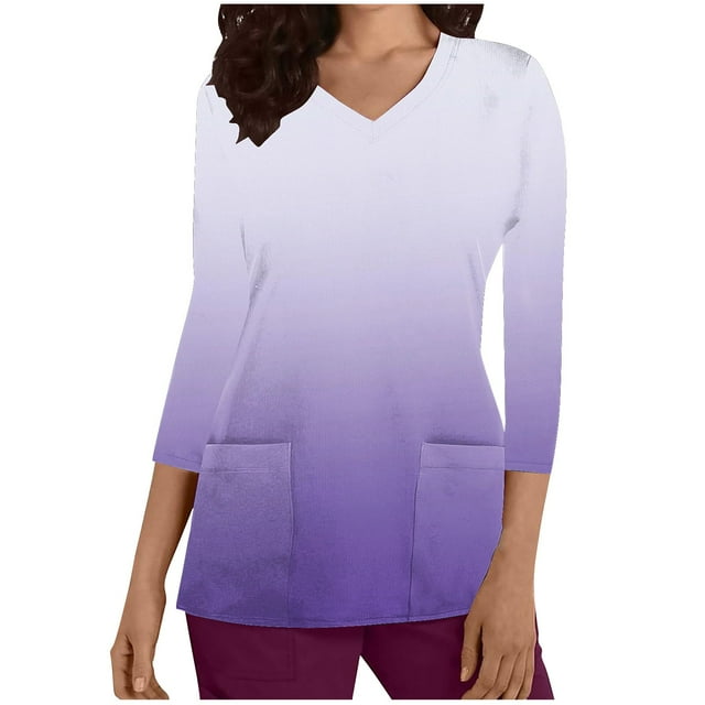 Funicet Hauts pour Femmes, Vêtements pour Femmes, Nouvelle Mode T-Shirt Décontracté Col en V Imprimé Col Rond Manches 3/4 Vêtements d'Allaitement Haut, Hauts Manches 3/4 pour Femmes, Hauts Décontractés pour Femmes