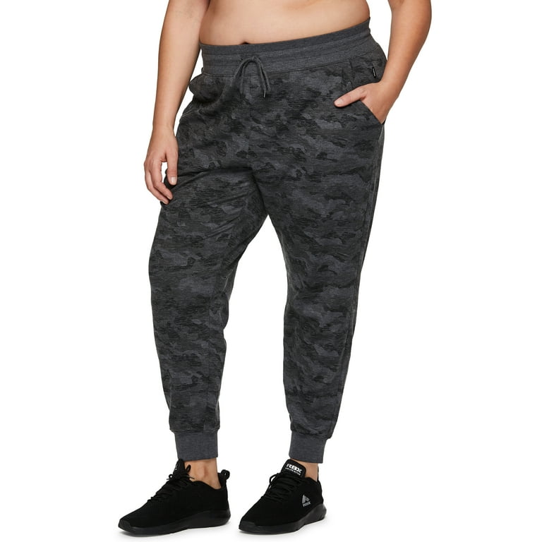 RBX Active Women's Plus Size Lightweight French Terry Camo Jogger Sweatpant  