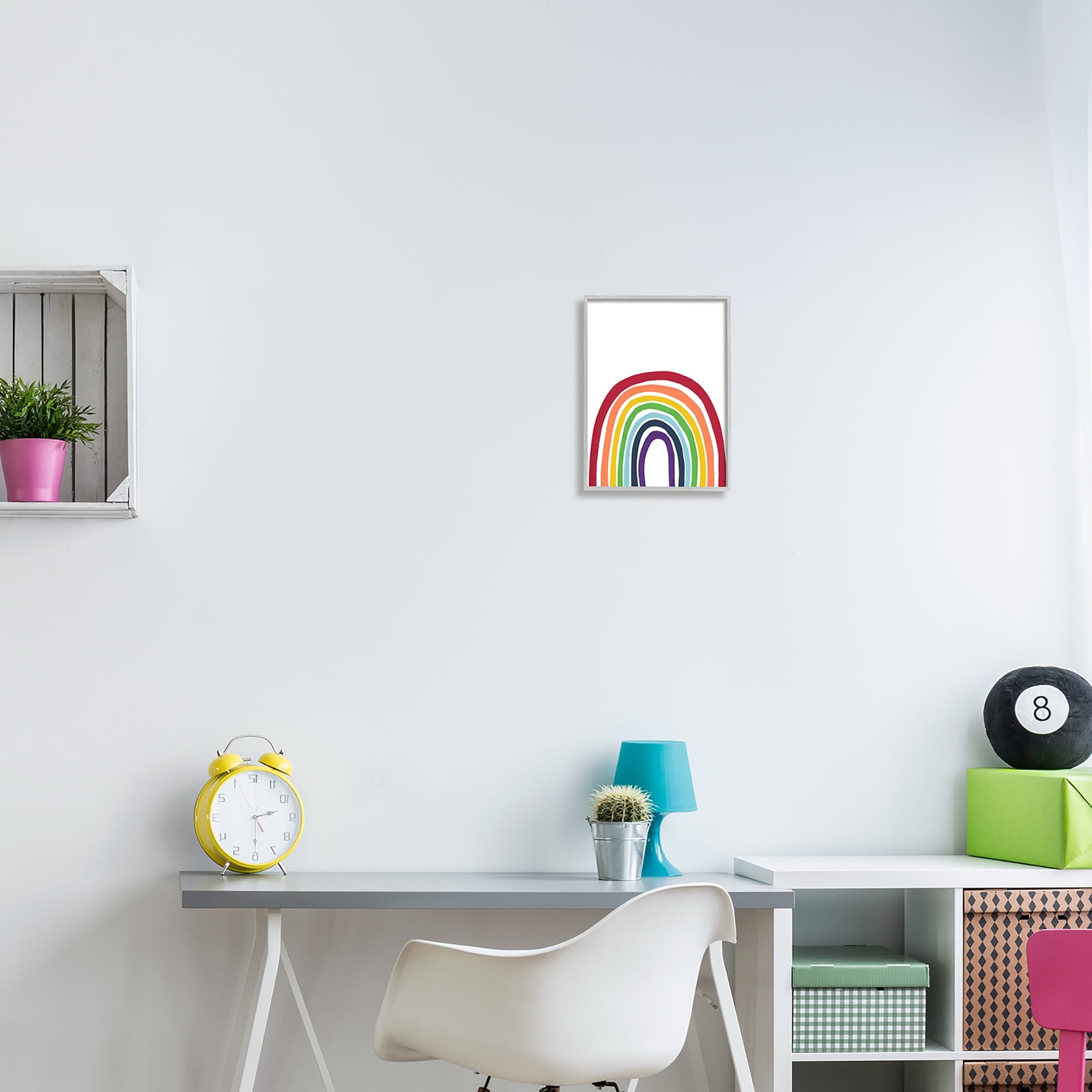 Stupell Industries Whimsical Asymmetrical Rainbow Stripes Modern Kids Design Graphic Art Gray Framed Art Print Wall Art, Design by Bronwyn Baker