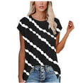 thumbnail image 1 of Pompotops Femmes Mode Décontractée Impression Col Rond Manches Courtes T-shirt Pulls Hauts, 1 of 7