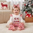 thumbnail image 3 of Cjfdfy Newborn Baby Girls Christmas Outfit My 1St Christmas Letter Print Romper With Plaid Pants Headband Three-piece Set Cute Christmas Fall Winter Clothes, 3 of 7