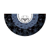 BNNG 3 x 1.5 Feet Halloween Flag Bunting Pleated Half Fan Flag Hanging Banner Outdoor Outside with Canvas Header and Metal Grommet for Holiday Yard Decorations Party Props