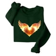 thumbnail image 4 of Spring Tops for Women 2025 Viikei Womens Tops Clearance,Long Sleeve Shirts for Women Fall Womens Tops,Women's Round Neck Lover's Love Top Hoodie Long Sleeved Round Neck Top Green XL, 4 of 6