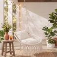 thumbnail image 2 of Costway Macrame Swing Chair with 2 Removable Cushions, Enduring Polyester Cotton Ropes Beige, 2 of 10