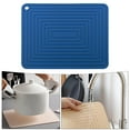 thumbnail image 5 of Silicone Dish Draining Mat Pot Holder Heat Resistant Waterproof 45cm X 40cm Dish Draining Mat Draining Board for Dishes And Utensils Navy blue, 5 of 8