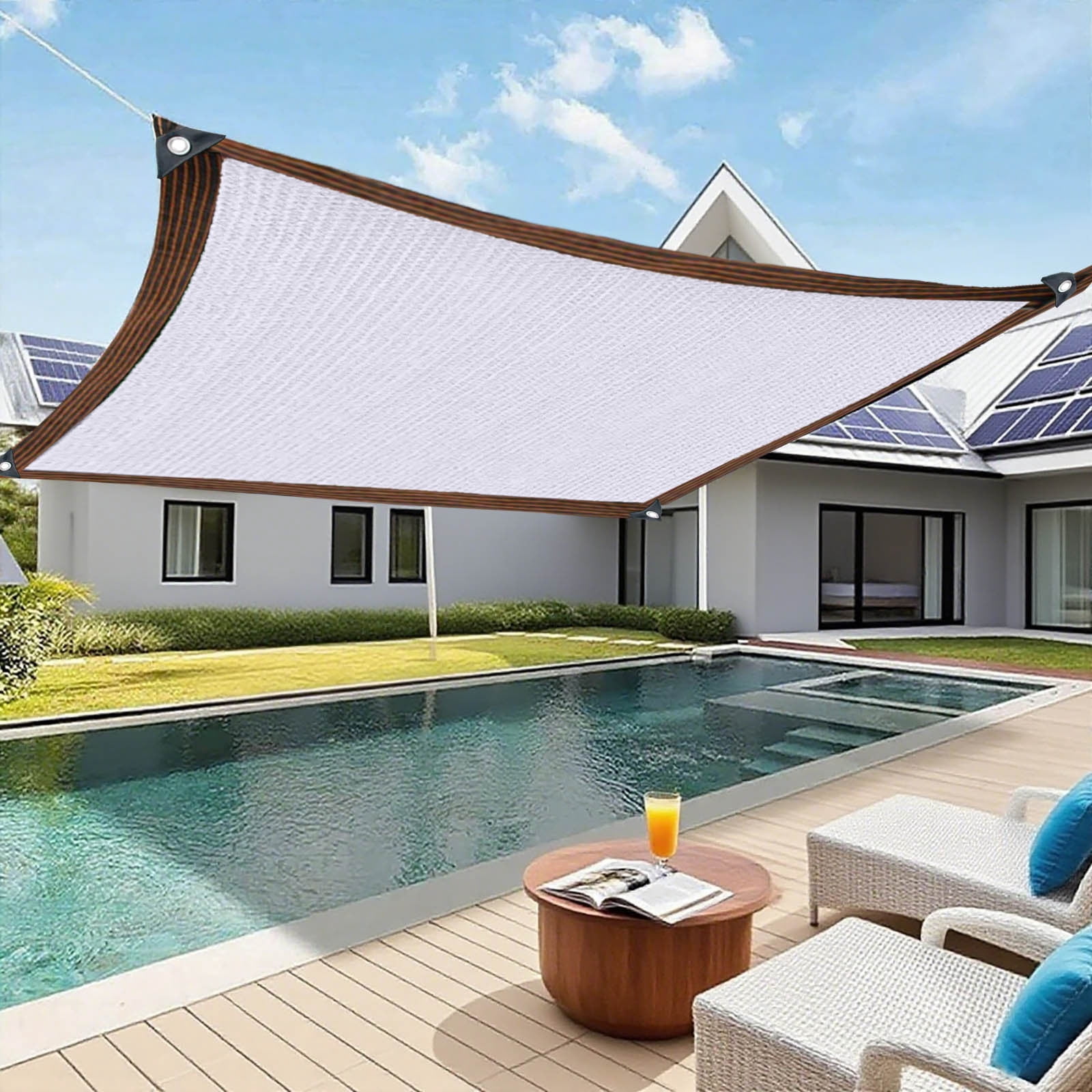 Shade Cloth Sunblock Shade Net Garden Pergola Greenhouse Shade Netting Breathable Awning Mesh Tarp with Grommets Privacy Netting 6.5x6.5ft White