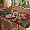 thumbnail image 3 of Red Christmas Table Cloths for 8 Foot Rectangle Tables, Xmas Tree Gingerbread Snowman Winter Patio Waterproof Elastic Fitted Tablecloths, Washable Rectangular Table Cover for Camping, 3 of 8