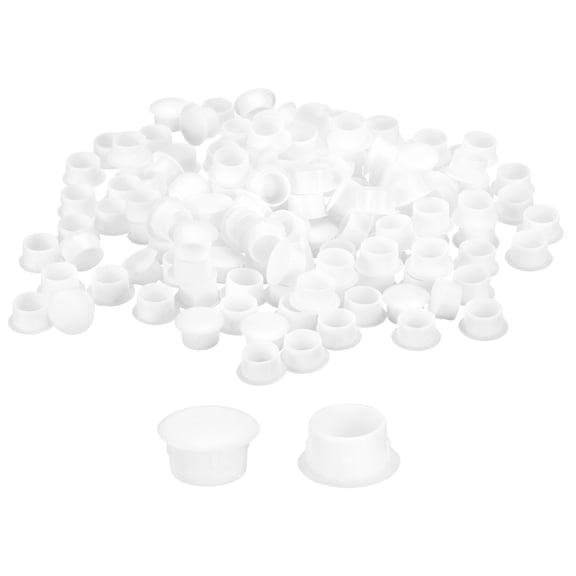 Uxcell 150Pcs Screw Hole Plugs, 12mm(1/2") Dia Button Plugs Snap in Locking Hole Covers Flush Type Cap, White