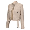 thumbnail image 2 of ChaoHeng Plus Size Womens Jackets Crochet Oversized,Womens Solid Color Short Zipper Casual Jacket Long Sleeve Hoodless Cardigan Tops Coat(White,S), 2 of 7