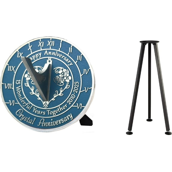 15th Crystal Wedding Anniversary 2025 Sundial with Stand Gift