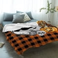 thumbnail image 2 of Halloween Boo Throw Blankets, Ghost Spooky Pumpkin Witches Hat Soft Fleece Blanket Decorative for Home Sofa Couch Chair Living Bedroom,40x50 inches, Buffalo Check Plaid Orange Black, 2 of 6