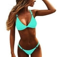 thumbnail image 2 of Amidoa Swim Suits for Women Cheeky Strapy High Cut Solid Thong Bikini Sets Teen Girls Bathing Suits, 2 of 3