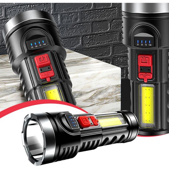 Mother's Day Sale- Strong Light USB Rechargeable Bright Flashlight LED Multi Function Long Range Outdoor Rechargeable Flashlight