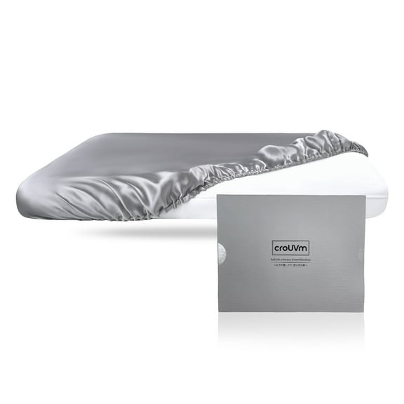 CROUVM 100% Mulberry Silk Pillowcases, Standard Size, 1 Count,Gray