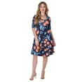thumbnail image 3 of Womens Floral Elbow Sleeve Swing Dress, 3 of 5