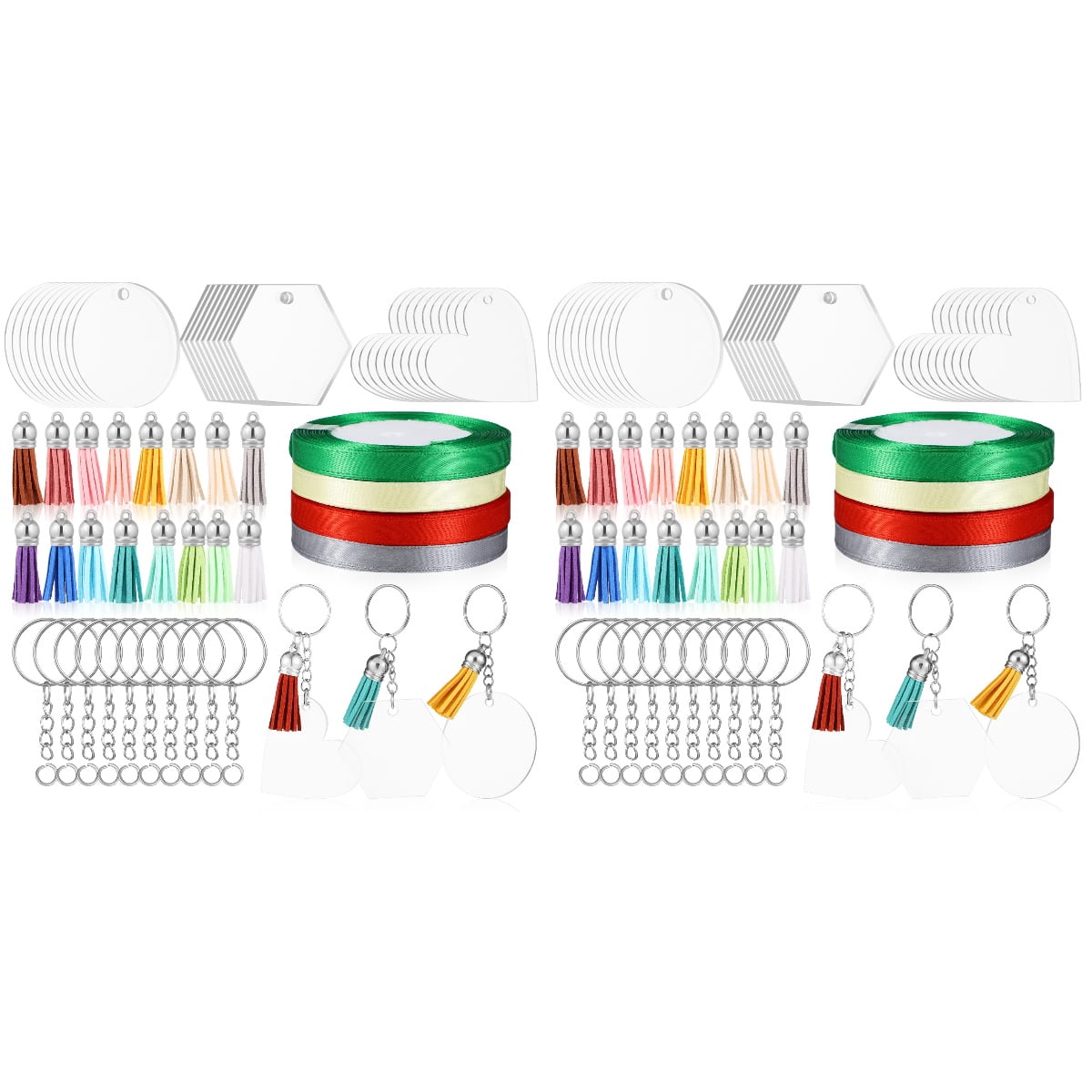 LITINKIMI Clear Acrylic Keychain Blanks with Tassels for Crafting Assorted Color