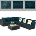 thumbnail image 2 of Gymax Set of 7 Rattan Sofa Set Sectional Conversation Furniture Set Patio Peacock Blue, 2 of 7