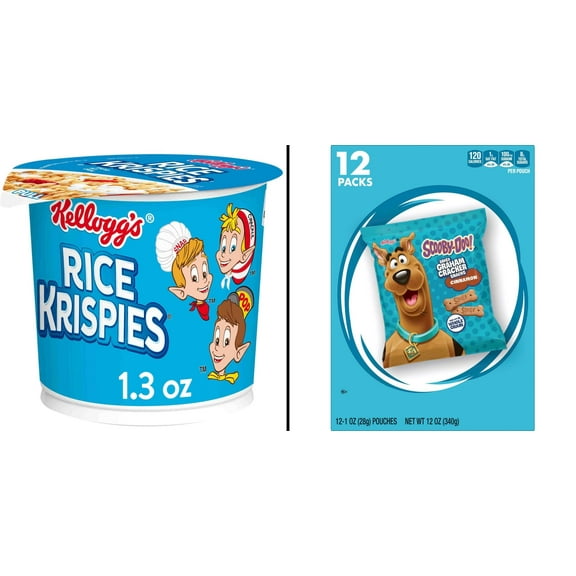 Kellogg's Rice Krispies Cereal Cup 1.3 oz & Kellogg's Cinnamon Baked Graham Cracker 12 Oz